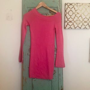 Lovers + Friends Hot Pink Sweater dress-  Long sleeve, mini dress